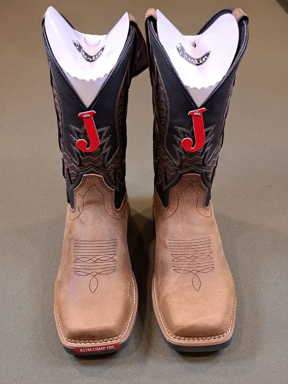 Justin Bolt Pecan Water Buffalo Boot - Color: Pecan - Size: Men 12
